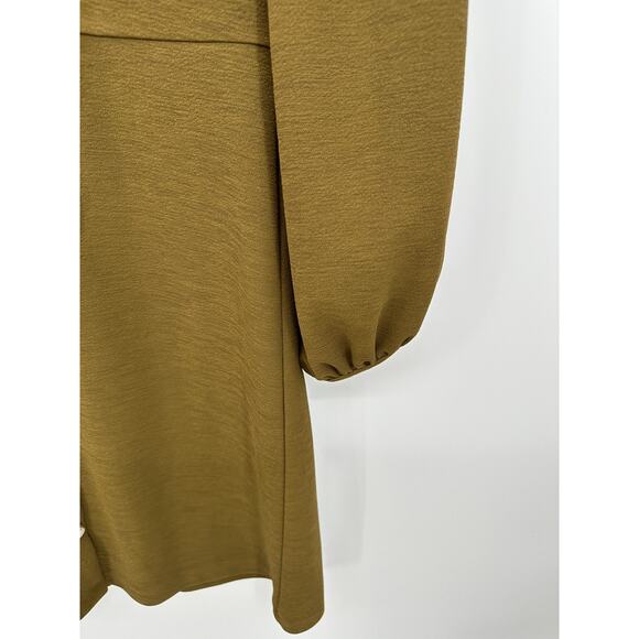 Madewell Texture & Thread Olive Green‎ Crepe Balloon Sleeve Dress Women Small - Picture 7 of 9